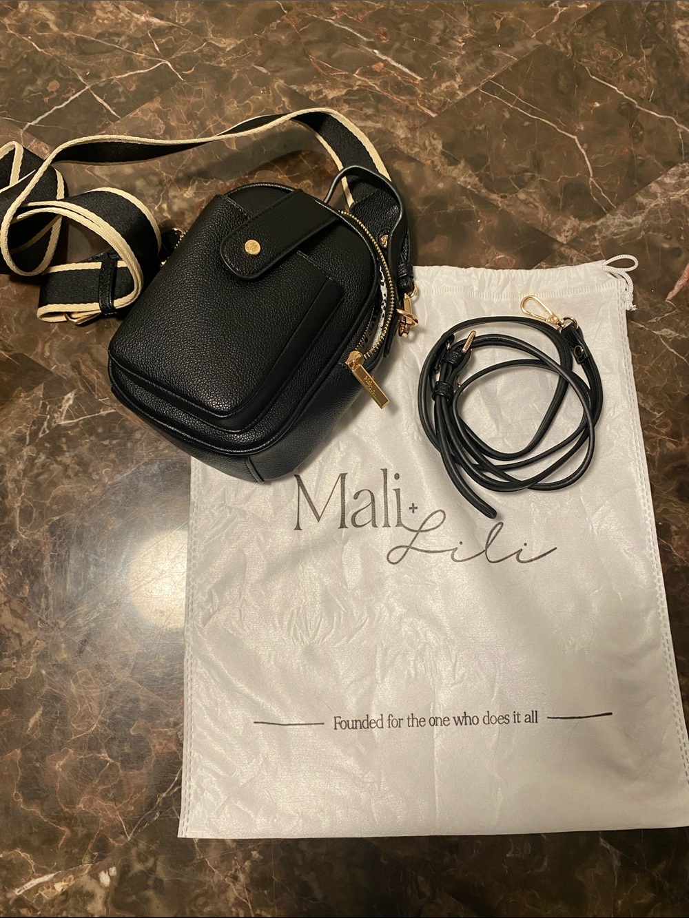 Mali + Lili Black Leather Crossbody Bag